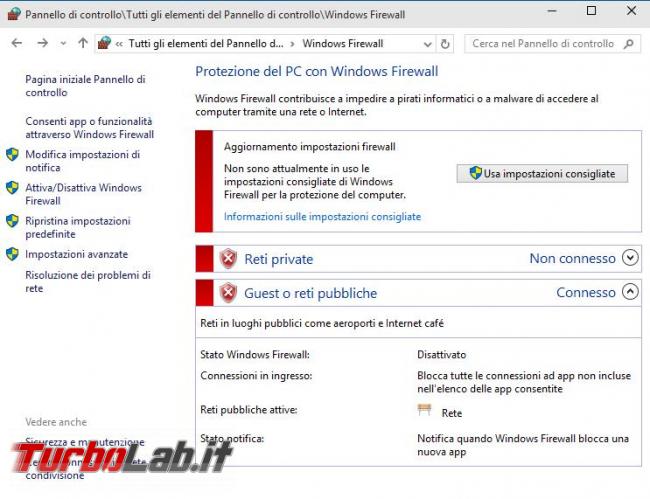 Guida: come disattivare Windows Firewall