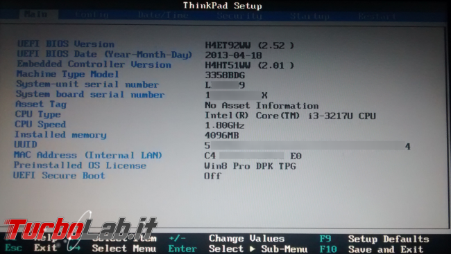 Guida: come entrare BIOS / UEFI / firmware notebook / PC (portatile) - Windows 10, Lenovo, HP, Dell, Asus, Acer, Sony, Samsung, Toshiba, Surface - bios uefi thinkpad lenovo