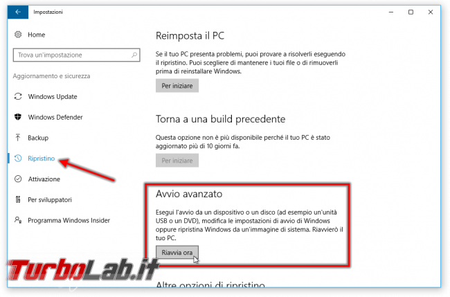 Guida: come entrare BIOS / UEFI / firmware notebook / PC (portatile) - Windows 10, Lenovo, HP, Dell, Asus, Acer, Sony, Samsung, Toshiba, Surface - windows 10 impostazioni avvio avanzato