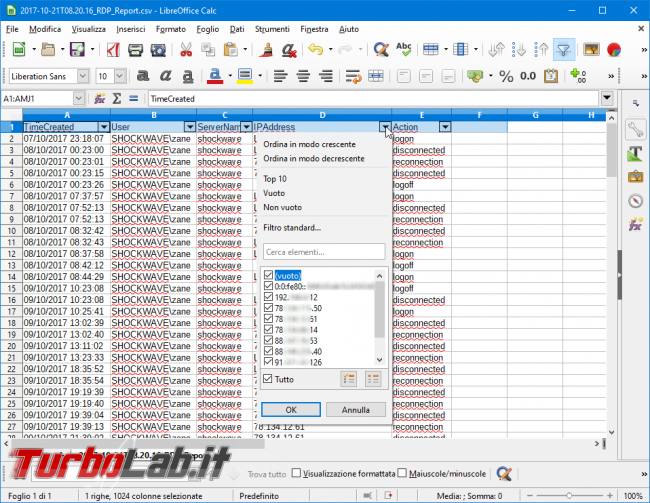 Guida: come filtrare righe Excel, OpenOffice LibreOffice