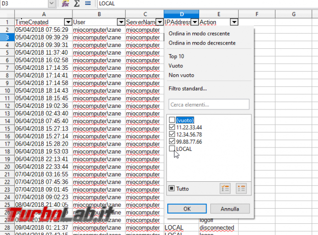 Guida: come filtrare righe Excel, OpenOffice LibreOffice