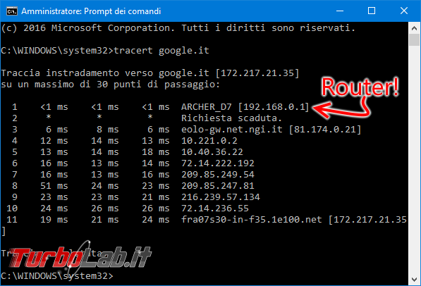 Guida: come trovare indirizzo IP modem/router L/mobile/4G aprire pagina configurazione - tracert google.it primo hop