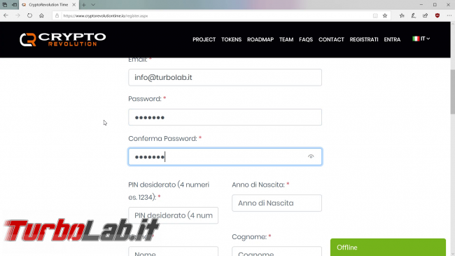 Guida CryptoRevolutiontime: come aprire account acquistare CREV (video) - snap2018-10-28-08h59m14s548