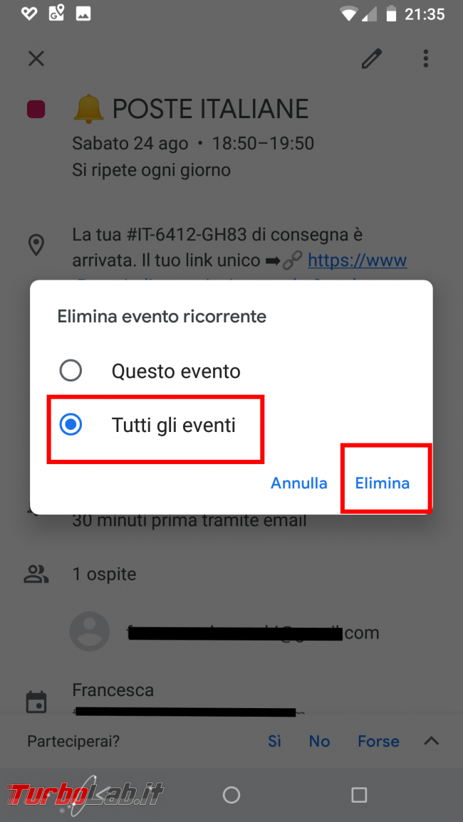 Guida Google Calendar: come bloccare strani appuntamenti inviti-truffa