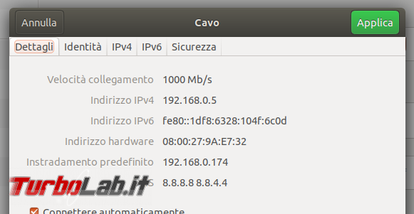 Guida: impostare manualmente indirizzo IP statico rete Ubuntu 20.04