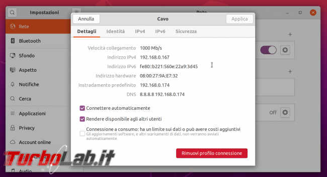 Guida: impostare manualmente indirizzo IP statico rete Ubuntu 20.04