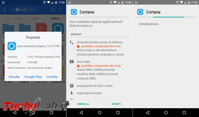 Guida: installare Cortana Android Italia (APK originale Microsoft) - installazione cortana apk android