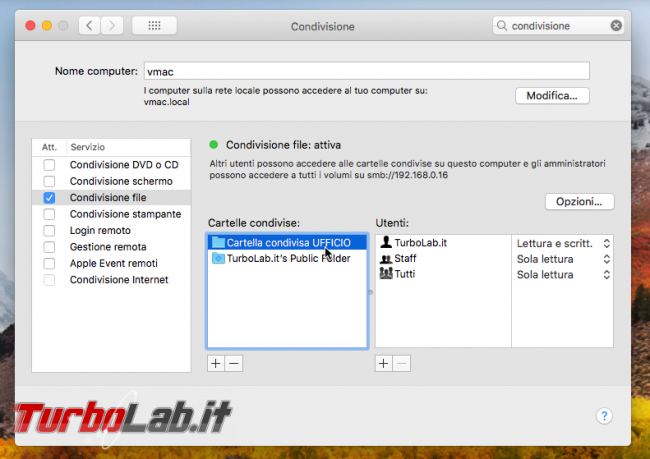 Guida Mac: come condividere cartella rete locale (LAN) macOS 11