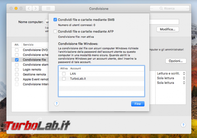 Guida Mac: come condividere cartella rete locale (LAN) macOS 11