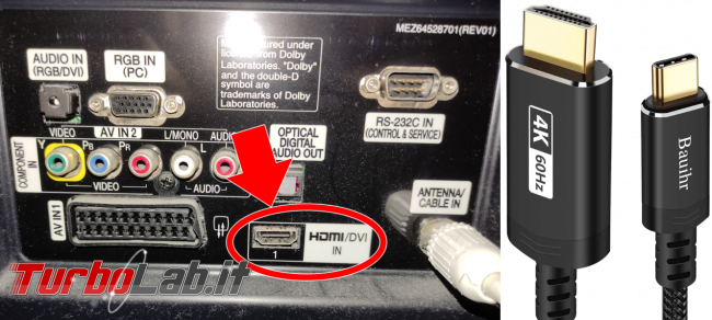 [guida] notebook USB Type-C monitor HDMI: come collegare PC portatile TV schermo esterno - cavo USB Type-C HDMI