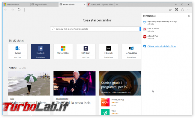 Guida novità Microsoft Edge Windows 10 &quot;Anniversary Update&quot; (versione 1607, &quot;Redstone&quot;) - microsoft edge windows 10 1607