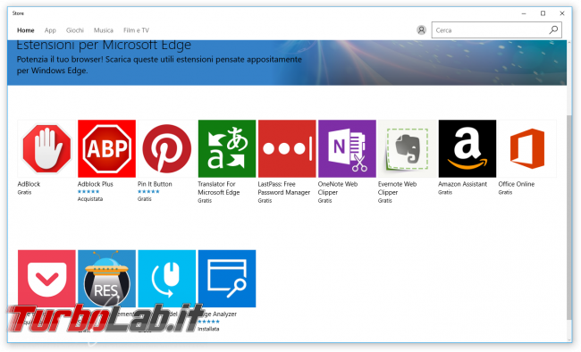 Guida novità Microsoft Edge Windows 10 &quot;Anniversary Update&quot; (versione 1607, &quot;Redstone&quot;) - windows 10 1607 windows store estensioni microsoft edge