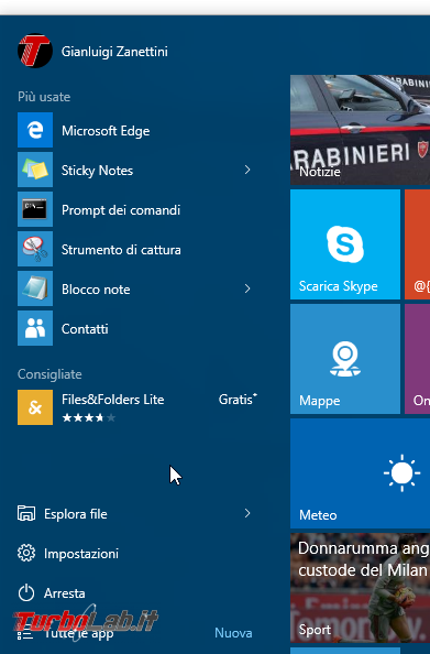 Guida novità Windows 10 1511, aggiornamento novembre (autunno 2015) - windows 10.1 start app consigliata