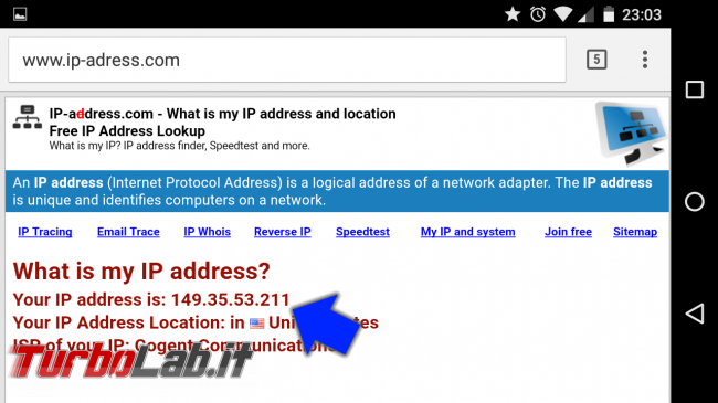 Guida rapida Android: scoprire indirizzo IP MAC address Wi-Fi smartphone/tablet - Screenshot_2016-11-21-23-03-55
