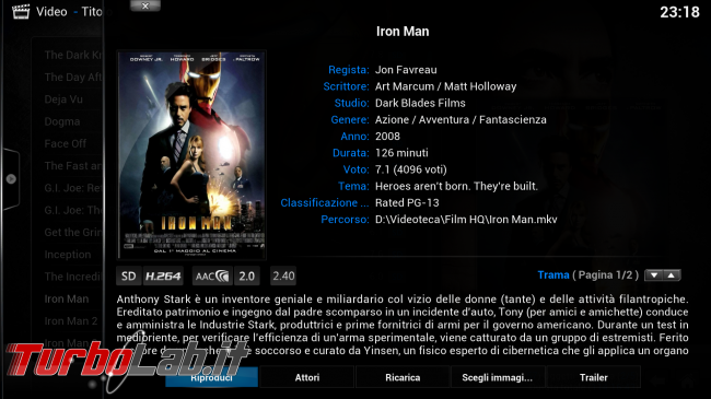 Guida rapida Kodi (XBMC) - PC come &quot;media center&quot; salotto - kodi_07_ironman_info