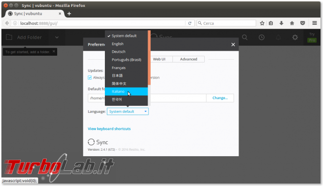 Guida: Resilio Sync (BitTorrent Sync) Ubuntu/Linux - installazione configurazione - Schermata del 2016-10-09 23-53-29