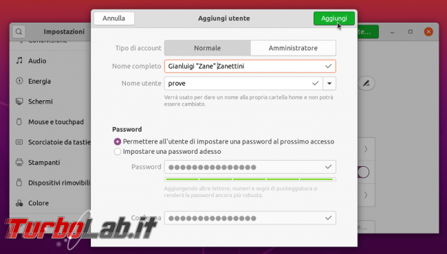 Guida Ubuntu 20.04: come creare/aggiungere nuovo account utente (protetto password)