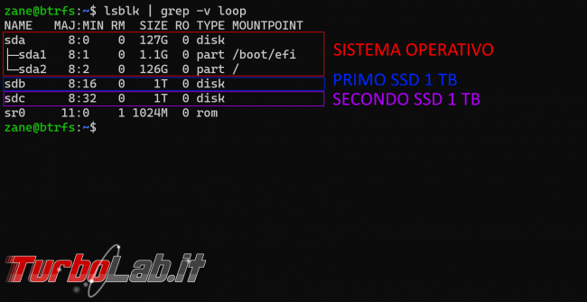 Guida Ubuntu: come unire 2 3 SSD HDD creare unico disco alta capacità (Storage Pool Btrfs)