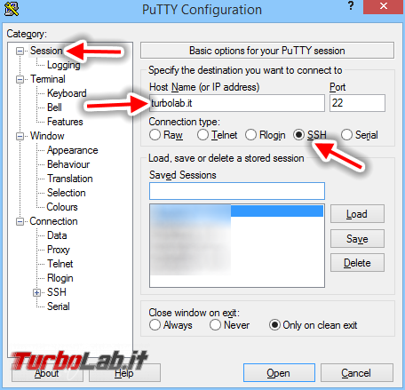 Guida: upload download via SSH (SFTP/SCP) Windows Linux, linea comando interfaccia grafica - putty session ssh