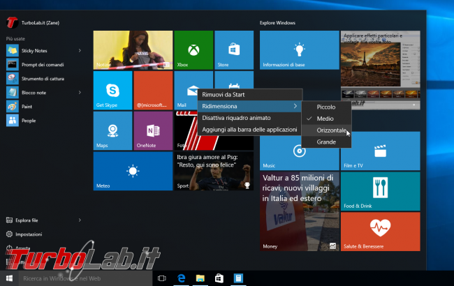 Guida Windows 10: 10 trucchi personalizzare menu Start - windows 10 start menu tile resize
