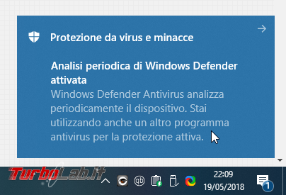 Guida Windows 10: attivare secondo antivirus grazie Analisi periodica Windows Defender