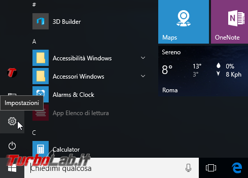 Guida Windows 10: come aggiungere cartelle personali menu Start (Documenti, Download, Musica, Immagini, Video, Gruppo Home, Rete, Cartella personale)