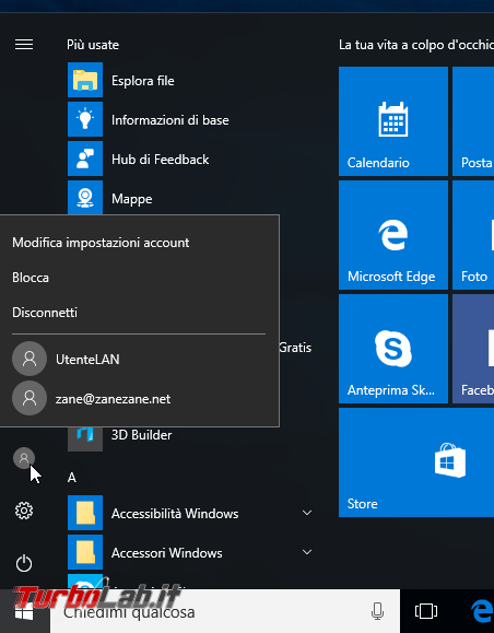 Guida Windows 10: come creare nuovo account utente locale/Microsoft protetto password PC condiviso più persone