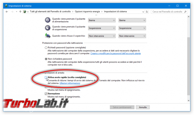 Guida Windows 10: come disattivare Avvio rapido (Fast startup / Fast boot)