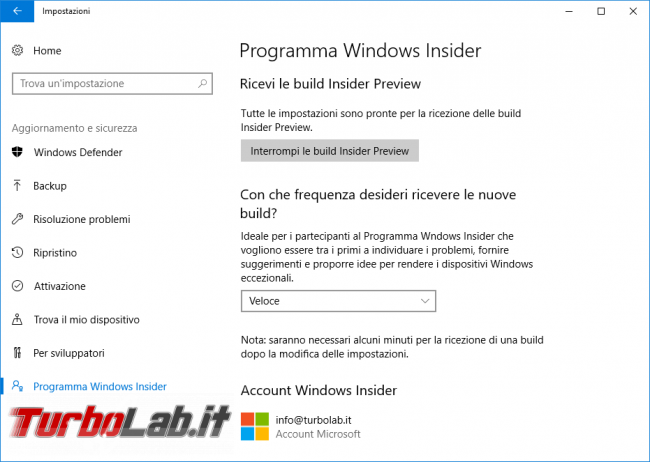 Guida Windows 10: come diventare &quot;Windows Insider&quot; ricevere aggiornamenti anteprima