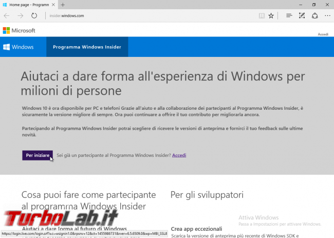 Guida Windows 10: come diventare &quot;Windows Insider&quot; ricevere aggiornamenti anteprima - Microsoft edge windows insider