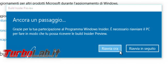 Guida Windows 10: come diventare &quot;Windows Insider&quot; ricevere aggiornamenti anteprima - windows insider reboot