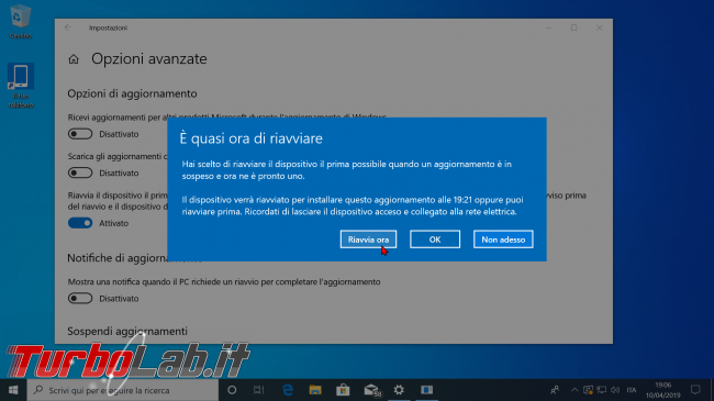 Guida Windows 10: come impedire riavvio automatico installazione aggiornamenti - zShotVM_1554916094
