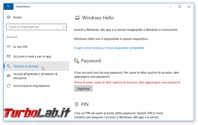 Guida Windows 10: come proteggere password account utente accesso computer