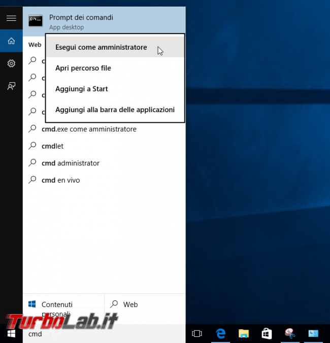 Guida Windows 10: come ripristinare Prompt comandi (cmd) come predefinito posto PowerShell menu Win+X (Start) ed Esplora file (Apri finestra comando qui) - cmd esegui come amministratore