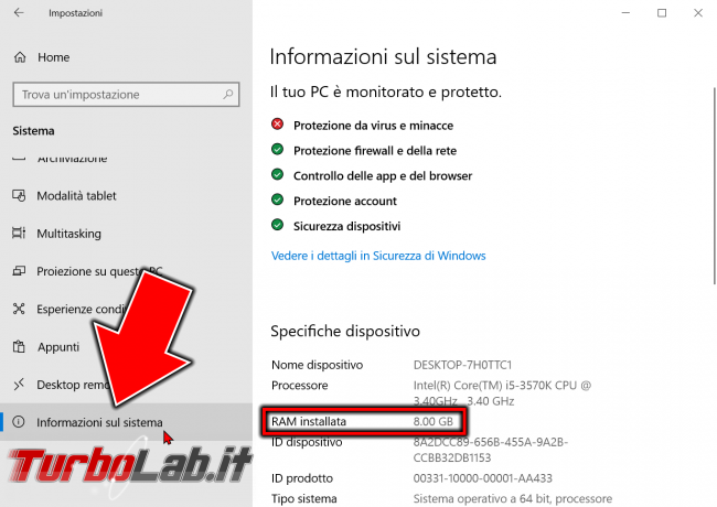 Guida Windows 10: come vedere quanta memoria RAM ha computer (RAM installata PC) - windows 10 ram installata