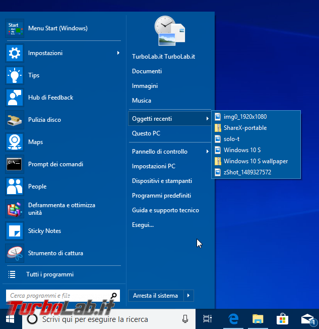 Guida Windows 10: ripristinare menu Start Windows 7