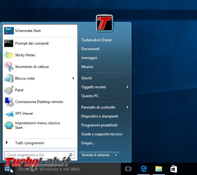 Guida Windows 10: ripristinare menu Start Windows 7 - windows 10 classic shell aero