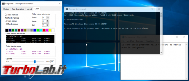 Guida Windows 10: tutte novità &quot;Prompt comandi&quot; - windows 10 cmd trasparenza