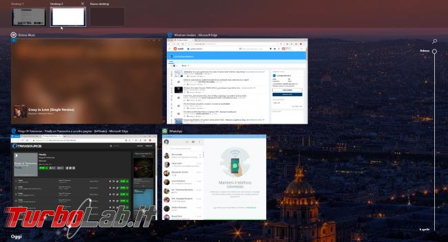 Guida Windows 10: utilizzare meglio Desktop Virtuali (&quot;Virtual Desktop&quot;) &quot;Visualizzazione attività&quot; (&quot;Task view&quot;)