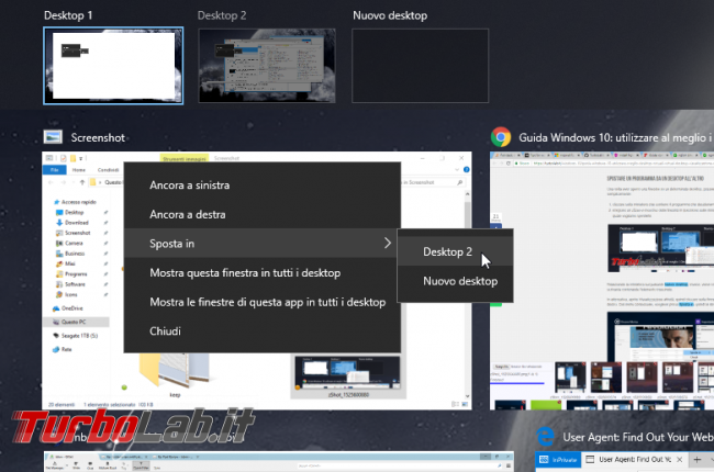 Guida Windows 10: utilizzare meglio Desktop Virtuali (&quot;Virtual Desktop&quot;) &quot;Visualizzazione attività&quot; (&quot;Task view&quot;)