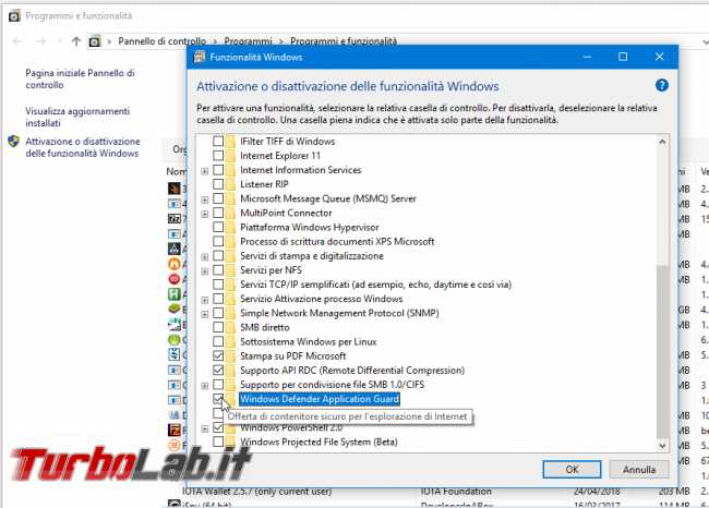 Guida Windows Defender Application Guard Windows 10 Pro navigare web totale sicurezza