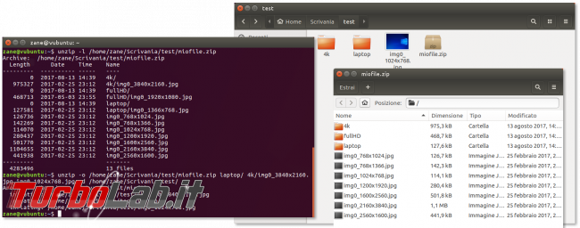 Guida zip unzip Linux: come zippare (comprimere, creare) unzippare (estrarre) archivi .zip linea comando Ubuntu CentOS - errore bash: unzip: command not found - unzip selezione file