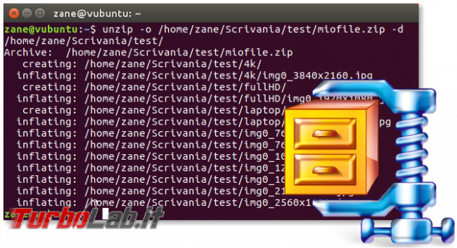 Guida zip unzip Linux: come zippare (comprimere, creare) unzippare (estrarre) archivi .zip linea comando Ubuntu CentOS - errore bash: unzip: command not found - zip unzip linux spotlight