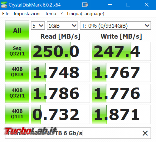 hard disk 10 terabyte NAS PC: recensione prova Toshiba N300 10TB - crystaldiskmark toshiba n300 10 TB