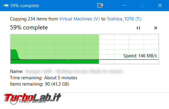 hard disk 10 terabyte NAS PC: recensione prova Toshiba N300 10TB - trasferimento file benchmark windows
