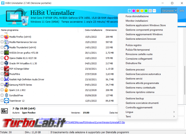 HiBit Uninstaller, come fare manutenzione completa sistema operativo solo programma
