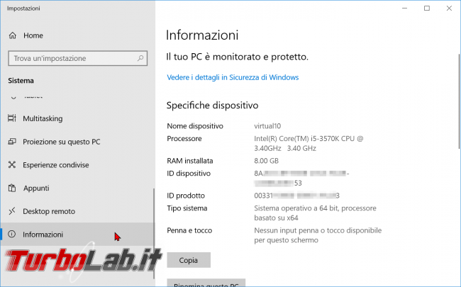 Ho Windows 10 Home Pro? Come vedere quale versione (edizione) Windows 10 è installata PC - impostazioni sistema informazioni windows 10
