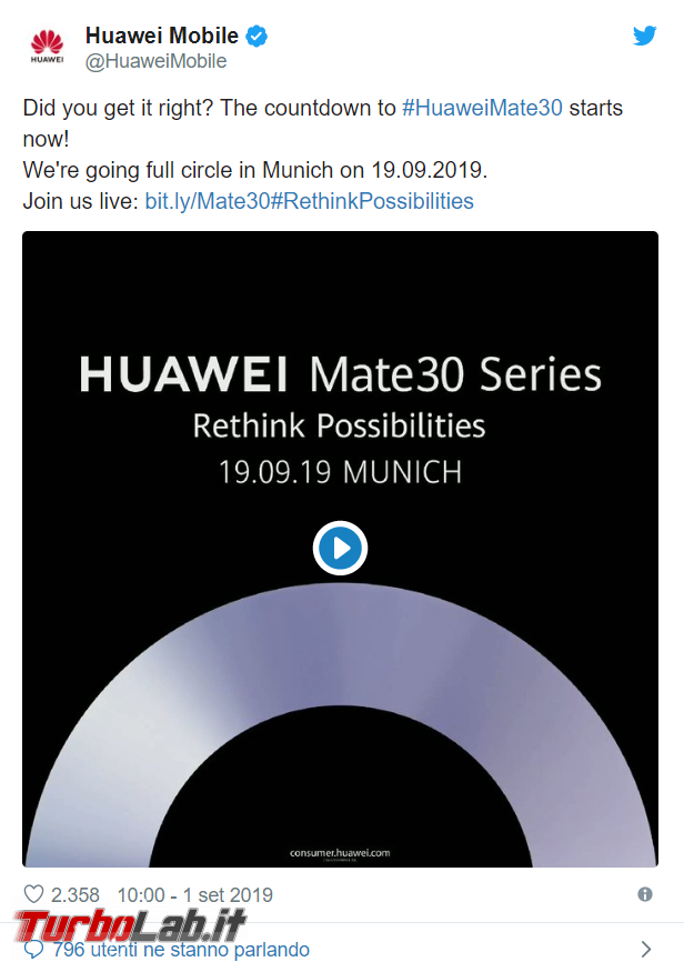 Huawei presenterà nuova serie Mate 30 Monaco Baviera - FrShot_1567428695