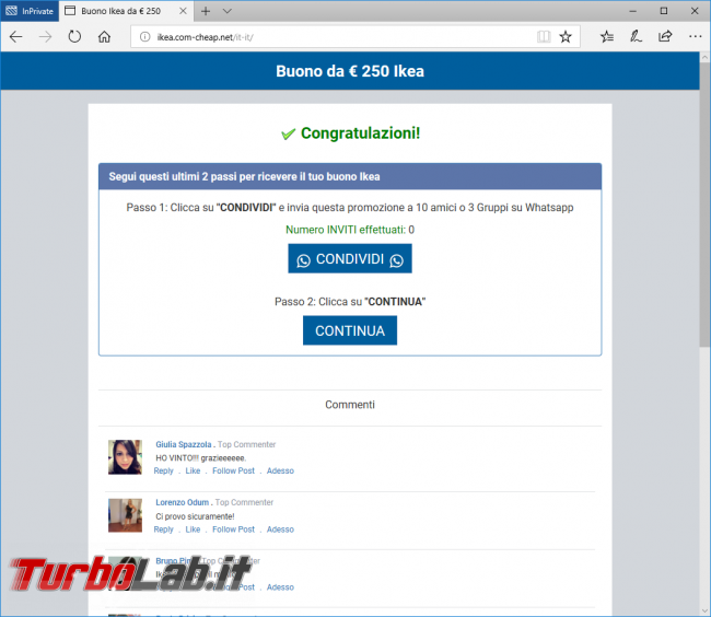 ikea.com-cheap.net è virus/spam WhatsApp: attenzione non cliccare!