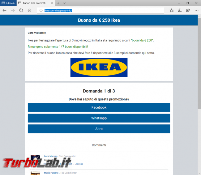 ikea.com-cheap.net è virus/spam WhatsApp: attenzione non cliccare!